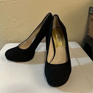Michael Kors Black Suede Haven Block Heel Pumps